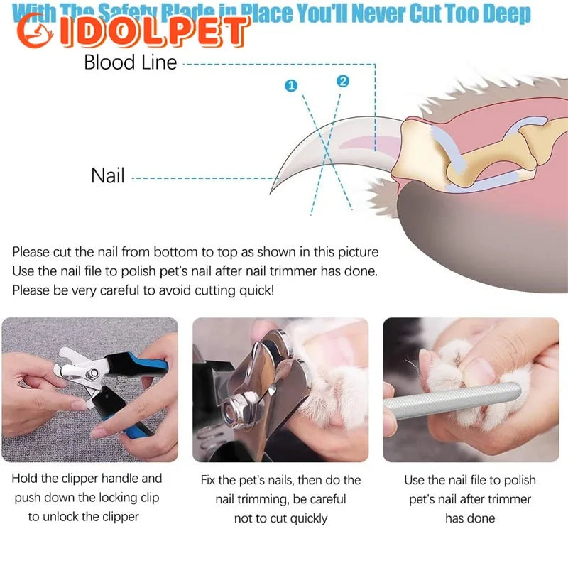“Professional Pet Nail Clippers with Safety Guard – Stainless Steel Dog & Cat Grooming Scissors”
