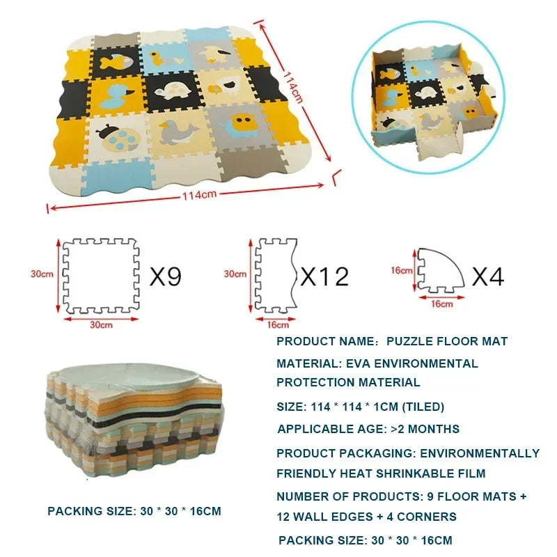 EVA Foam Baby Play Mat with Fence – Thick Puzzle Floor Mat for Kids & Toddlers