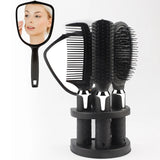 4-Pack Hair Comb & Brush Set with Mirror – Professional Styling & Massage Tool Kit