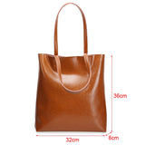 Women’s Genuine Cow Leather Tote – Large Vintage Handbag for Office & Daily Use