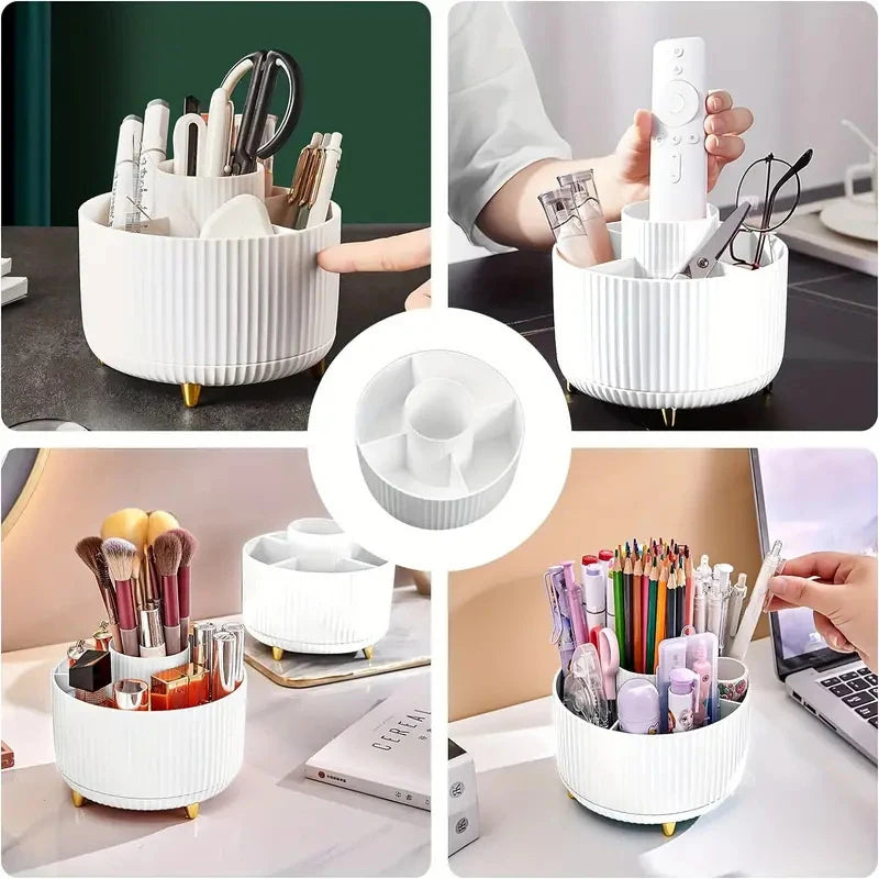 360° Rotating Makeup Organizer – Desktop Holder for Brushes, Lipstick & Jewelry