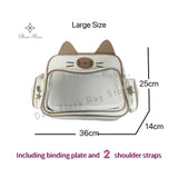 Korean Kawaii Cat  Bag – Cute PU Shoulder Bag with Transparent Pocket.