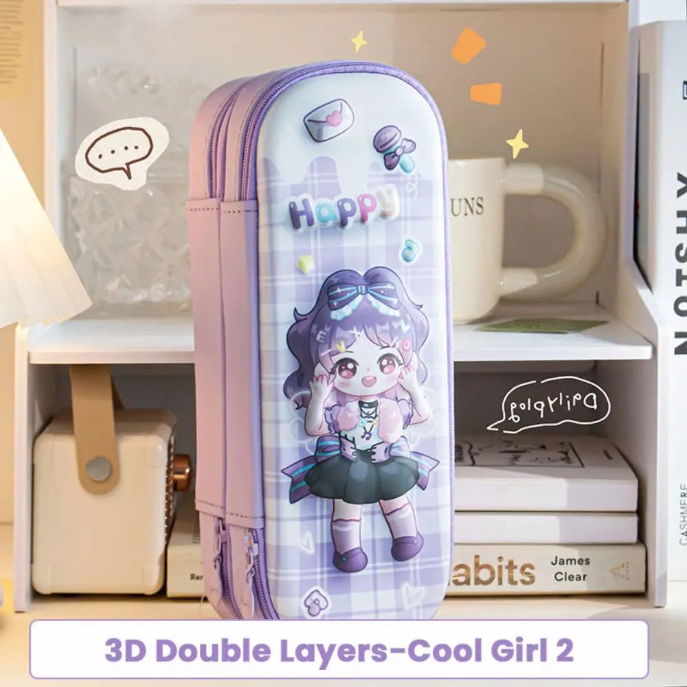 Multifunctional 3D Pencil Case Double Layer Pen Box Waterproof  Pen Bag Gift