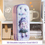 Multifunctional 3D Pencil Case Double Layer Pen Box Waterproof  Pen Bag Gift