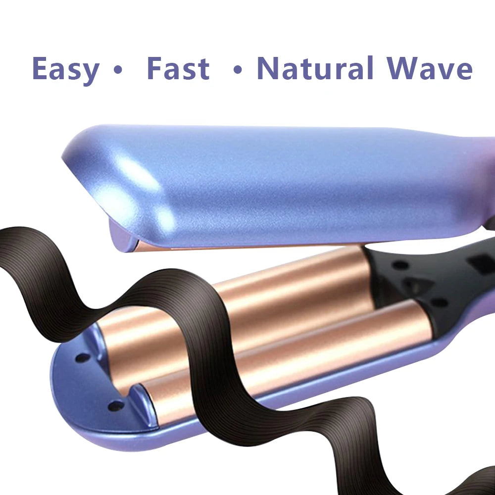 0.6" Triple Barrel Hair Waver – Ceramic Beach Waves Curling Iron with 5 Heat Settings