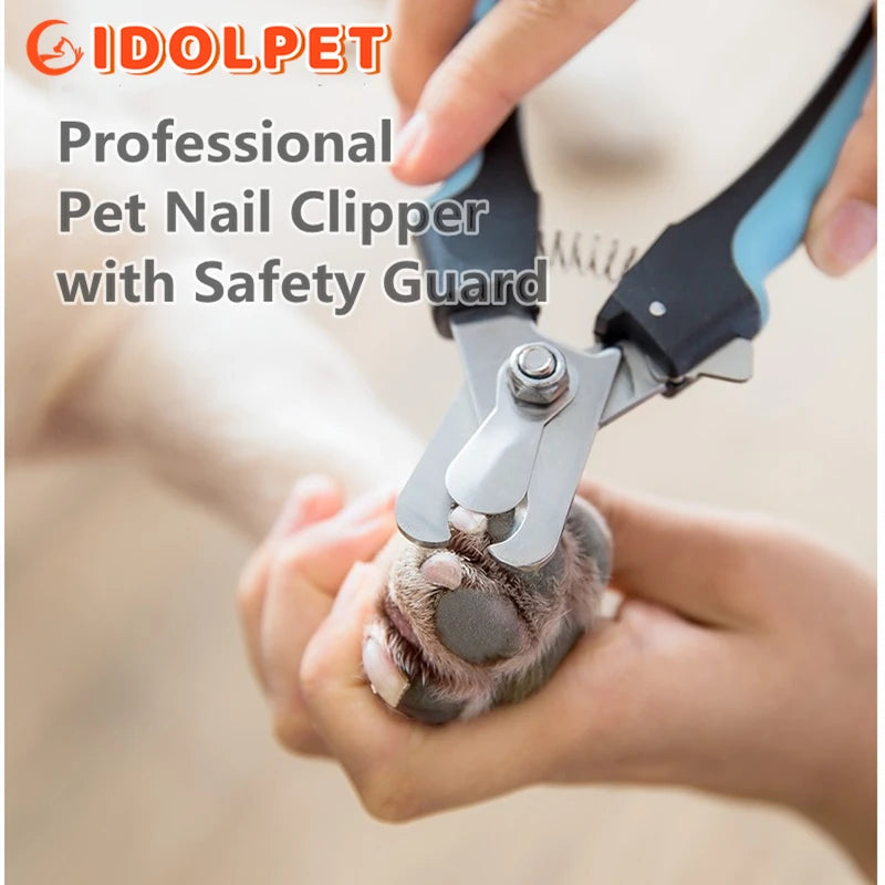 “Professional Pet Nail Clippers with Safety Guard – Stainless Steel Dog & Cat Grooming Scissors”