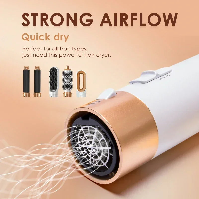 5-in-1 Hair Dryer & Hot Comb Set – Professional Curler, Straightener & Styling Tool