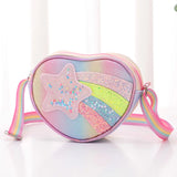 Rainbow Heart Kids Crossbody Bag – Cute Cartoon Coin Purse with Colorful Straps for Baby Girls