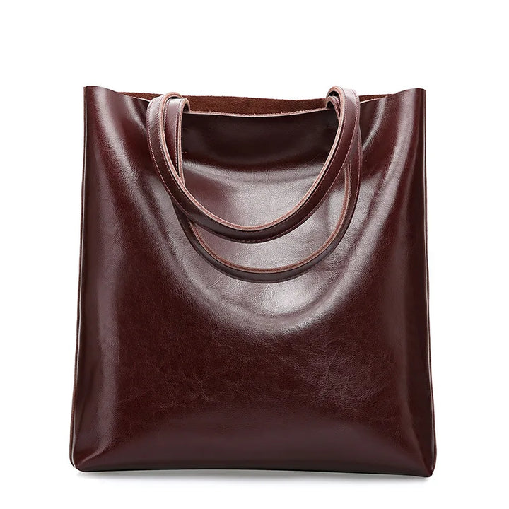Women’s Genuine Cow Leather Tote – Large Vintage Handbag for Office & Daily Use
