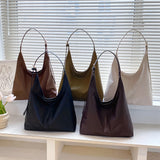 Women'S Large Vintage Tote - Solid Texture, Leather Effect Texture Versatile Tote Bag.