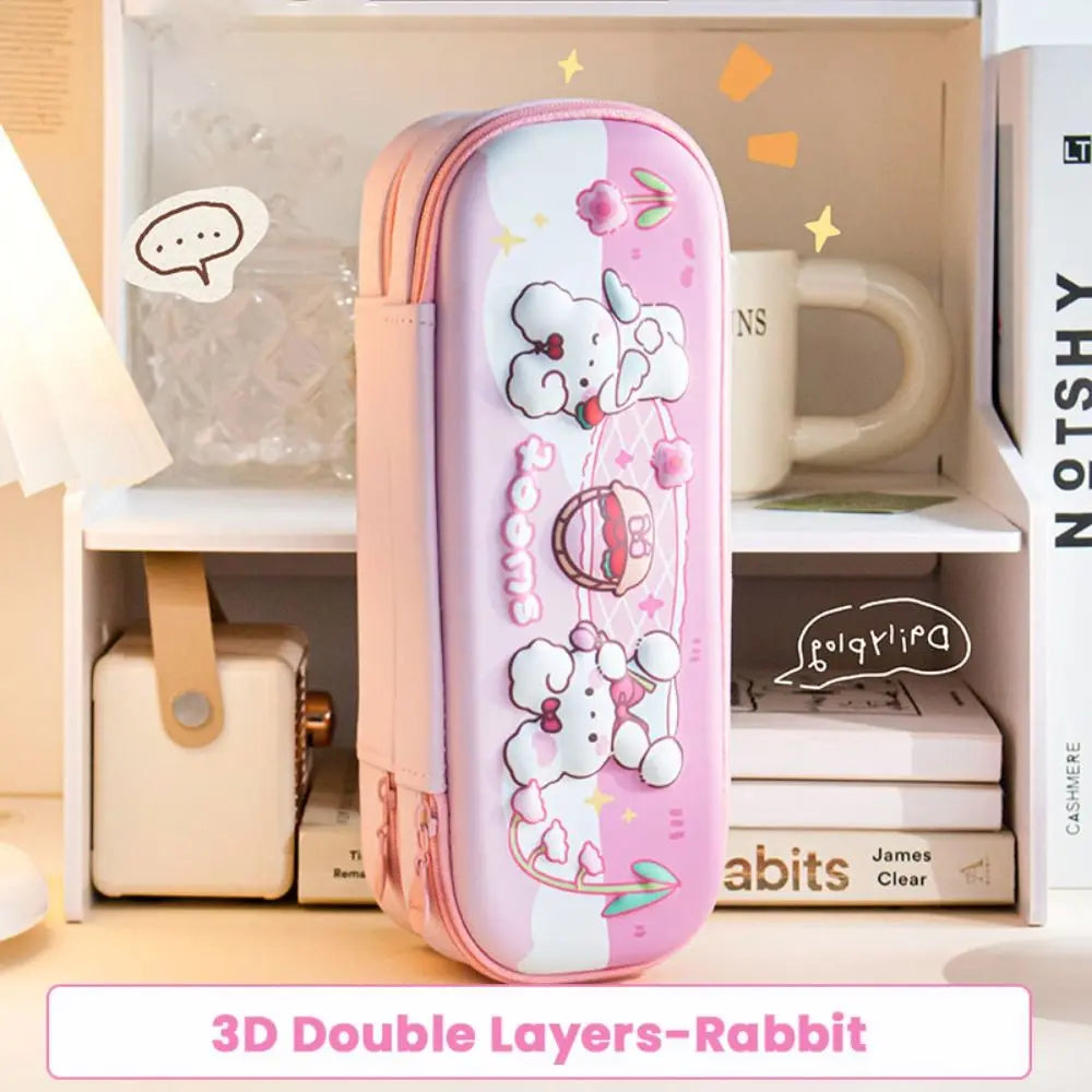 Multifunctional 3D Pencil Case Double Layer Pen Box Waterproof  Pen Bag Gift