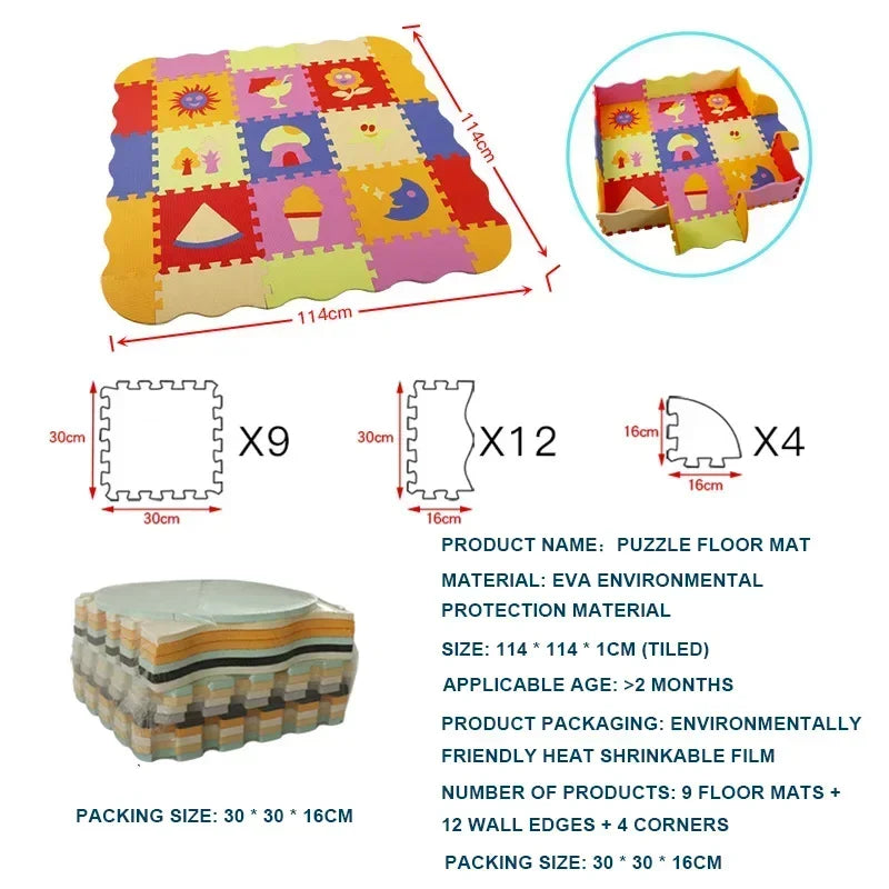 EVA Foam Baby Play Mat with Fence – Thick Puzzle Floor Mat for Kids & Toddlers
