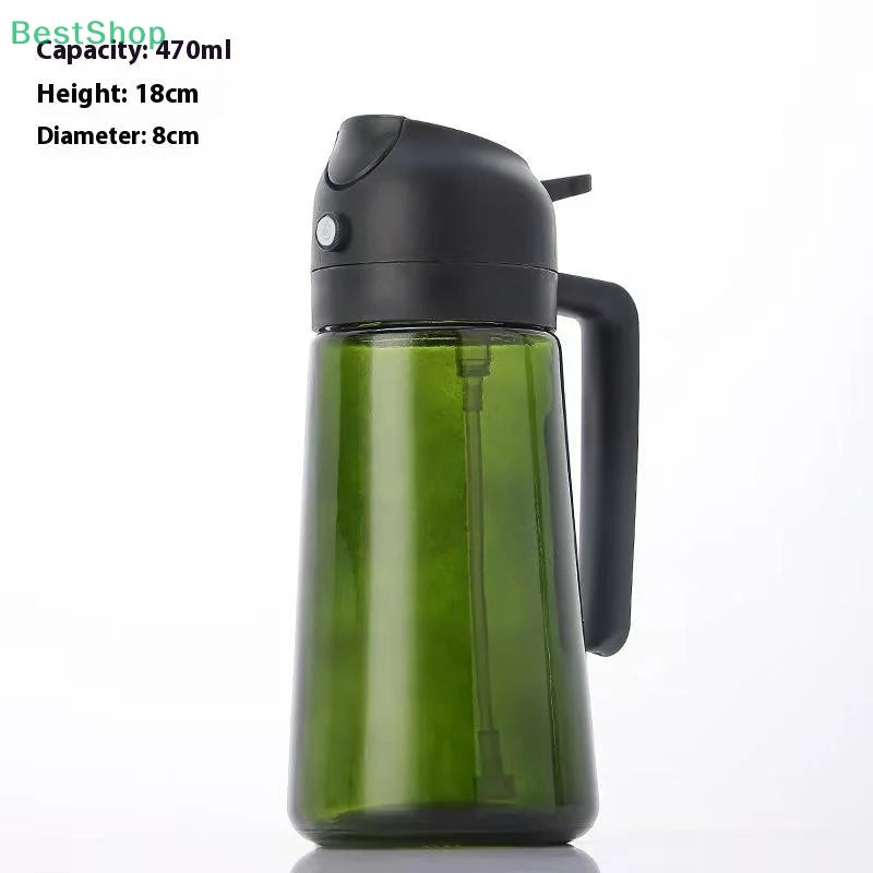 2-in-1 Oil Bottle – Dual-Function Olive Oil Sprayer & Pour Dispenser, Light-Blocking Design.
