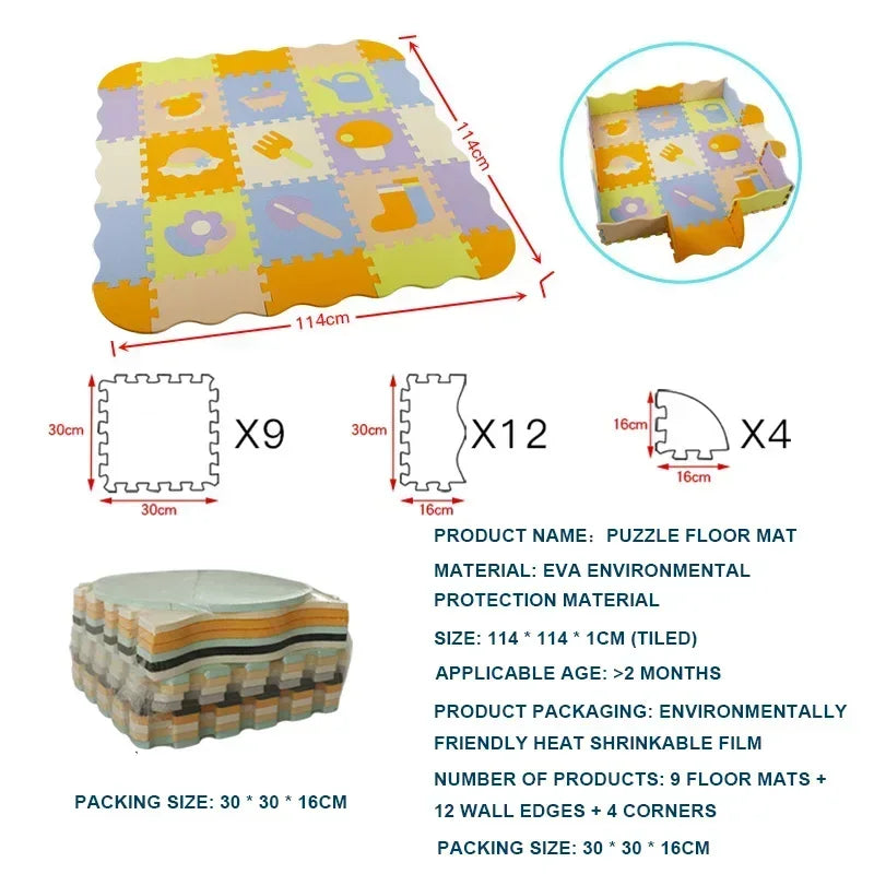 EVA Foam Baby Play Mat with Fence – Thick Puzzle Floor Mat for Kids & Toddlers