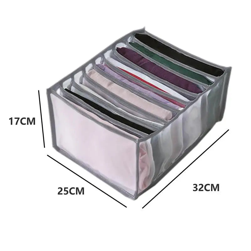 7-Grid Closet Organizer Box – Drawer Storage for Jeans, Socks & Pants