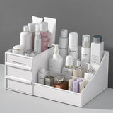 White Plastic Makeup Organizer – Drawer Storage Box for Cosmetics & Skincare