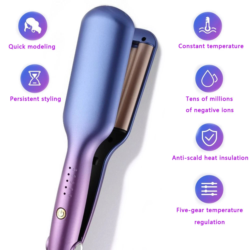 0.6" Triple Barrel Hair Waver – Ceramic Beach Waves Curling Iron with 5 Heat Settings