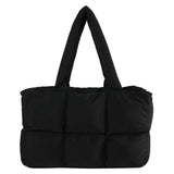 Women’s Puffer Shoulder Bag – Solid Color Quilted Cloud Tote, Large Capacity Soft Commuting Handbag