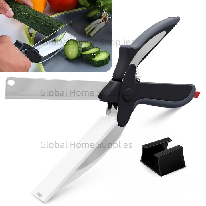 Cutting Board Scissors – Smart Kitchen Food Cutter Knife with Built-in Chopping Board
