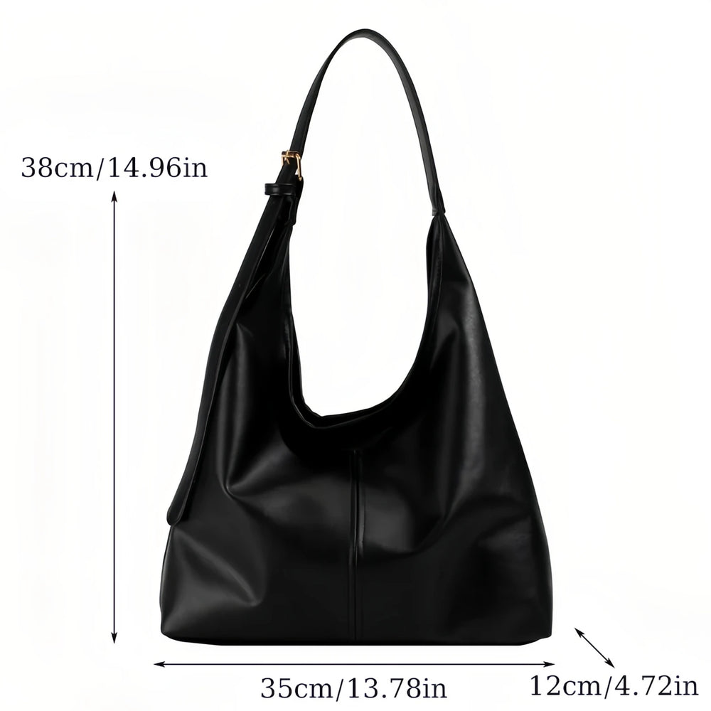 Women'S Large Vintage Tote - Solid Texture, Leather Effect Texture Versatile Tote Bag.