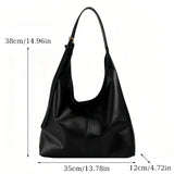 Women'S Large Vintage Tote - Solid Texture, Leather Effect Texture Versatile Tote Bag.