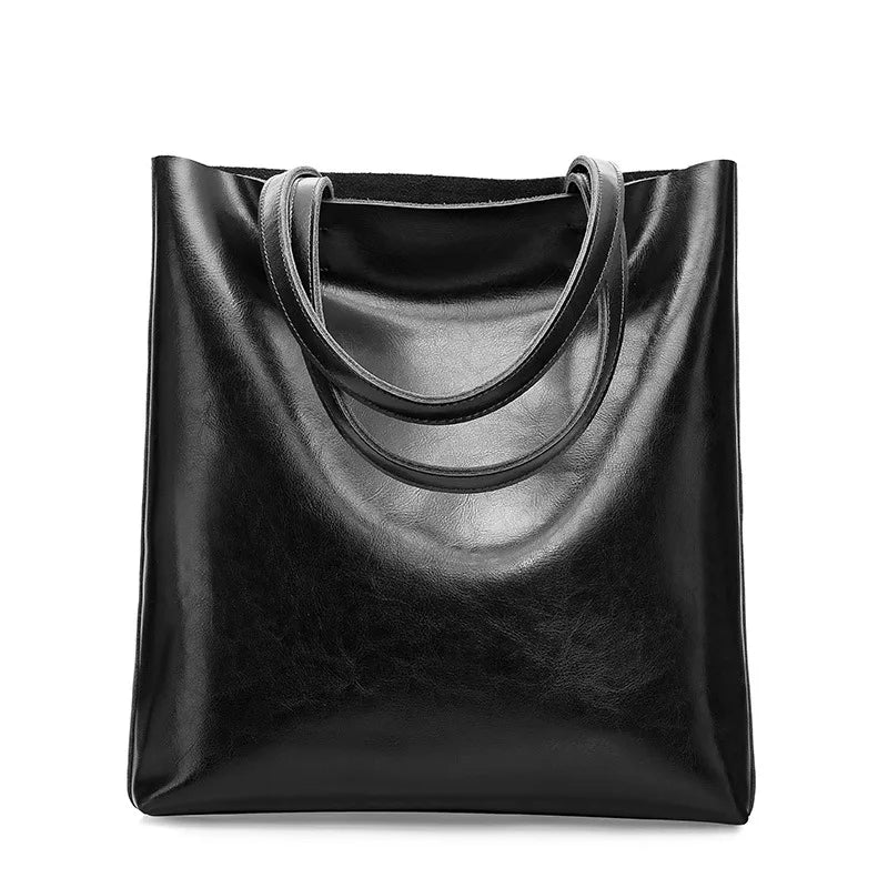 Women’s Genuine Cow Leather Tote – Large Vintage Handbag for Office & Daily Use