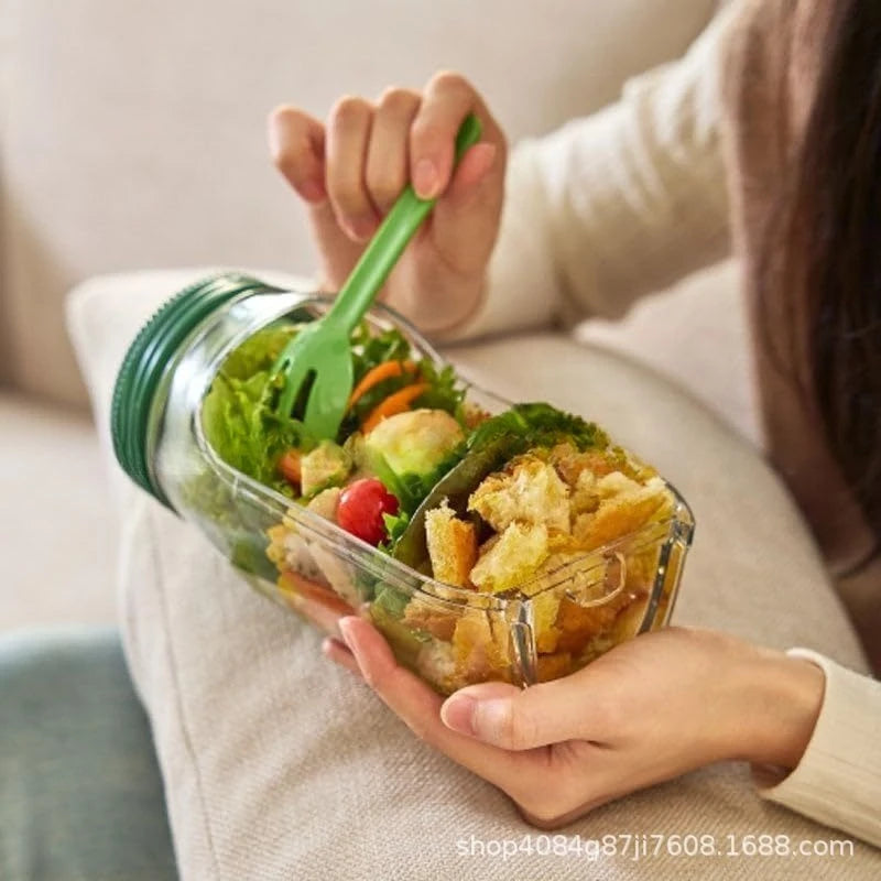 Salad Container Pod – Portable Leakproof Lunch Box with Vertical Layering for Fresh Salads