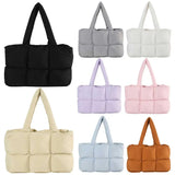 Women’s Puffer Shoulder Bag – Solid Color Quilted Cloud Tote, Large Capacity Soft Commuting Handbag
