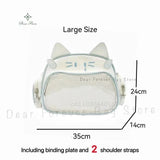 Korean Kawaii Cat  Bag – Cute PU Shoulder Bag with Transparent Pocket.
