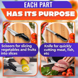 Cutting Board Scissors – Smart Kitchen Food Cutter Knife with Built-in Chopping Board
