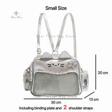 Korean Kawaii Cat  Bag – Cute PU Shoulder Bag with Transparent Pocket.