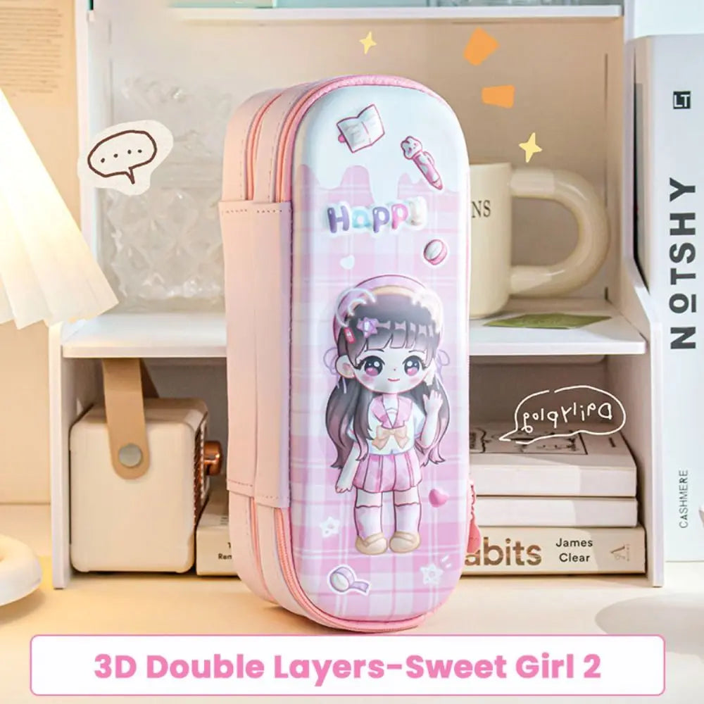Multifunctional 3D Pencil Case Double Layer Pen Box Waterproof  Pen Bag Gift