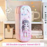 Multifunctional 3D Pencil Case Double Layer Pen Box Waterproof  Pen Bag Gift