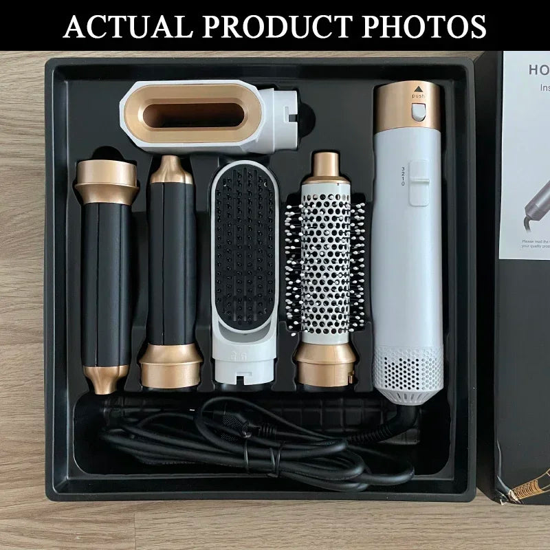 5-in-1 Hair Dryer & Hot Comb Set – Professional Curler, Straightener & Styling Tool
