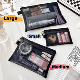 3-Size Nylon Mesh Makeup Bags – Waterproof Toiletry & Brush Organizer Pouches for Women