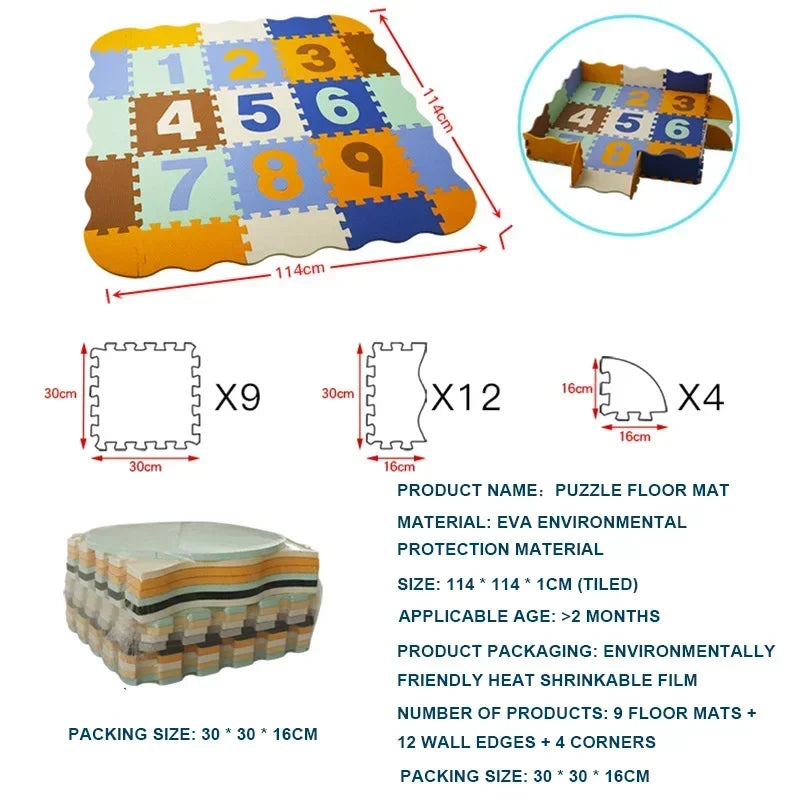 EVA Foam Baby Play Mat with Fence – Thick Puzzle Floor Mat for Kids & Toddlers