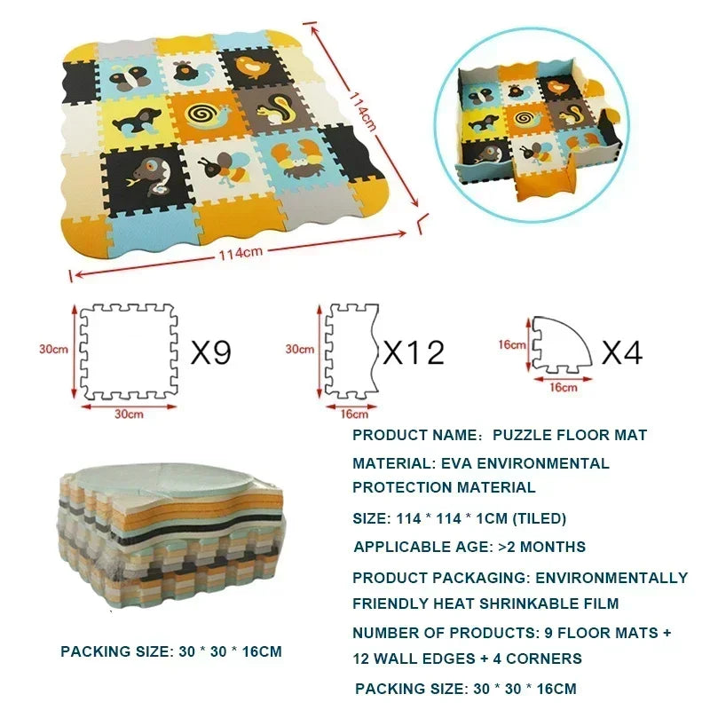 EVA Foam Baby Play Mat with Fence – Thick Puzzle Floor Mat for Kids & Toddlers