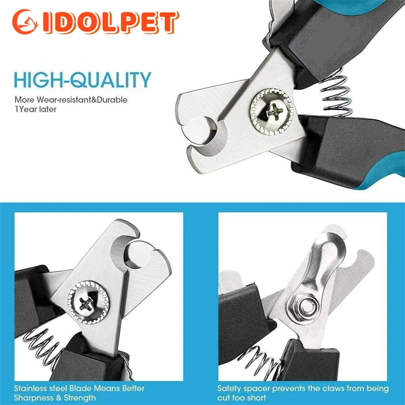 “Professional Pet Nail Clippers with Safety Guard – Stainless Steel Dog & Cat Grooming Scissors”