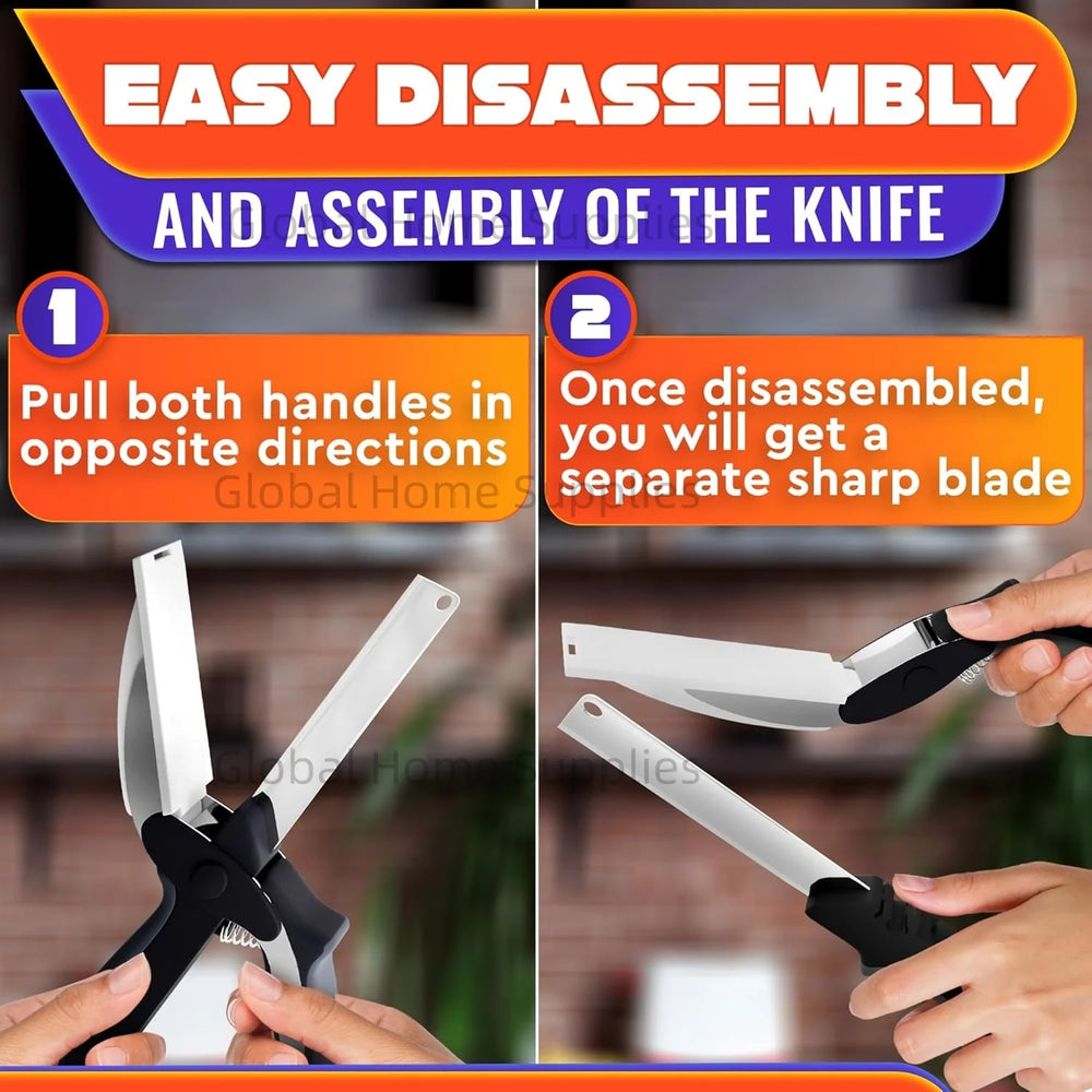 Cutting Board Scissors – Smart Kitchen Food Cutter Knife with Built-in Chopping Board
