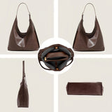 Women'S Large Vintage Tote - Solid Texture, Leather Effect Texture Versatile Tote Bag.