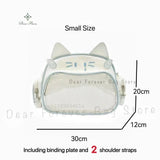 Korean Kawaii Cat  Bag – Cute PU Shoulder Bag with Transparent Pocket.