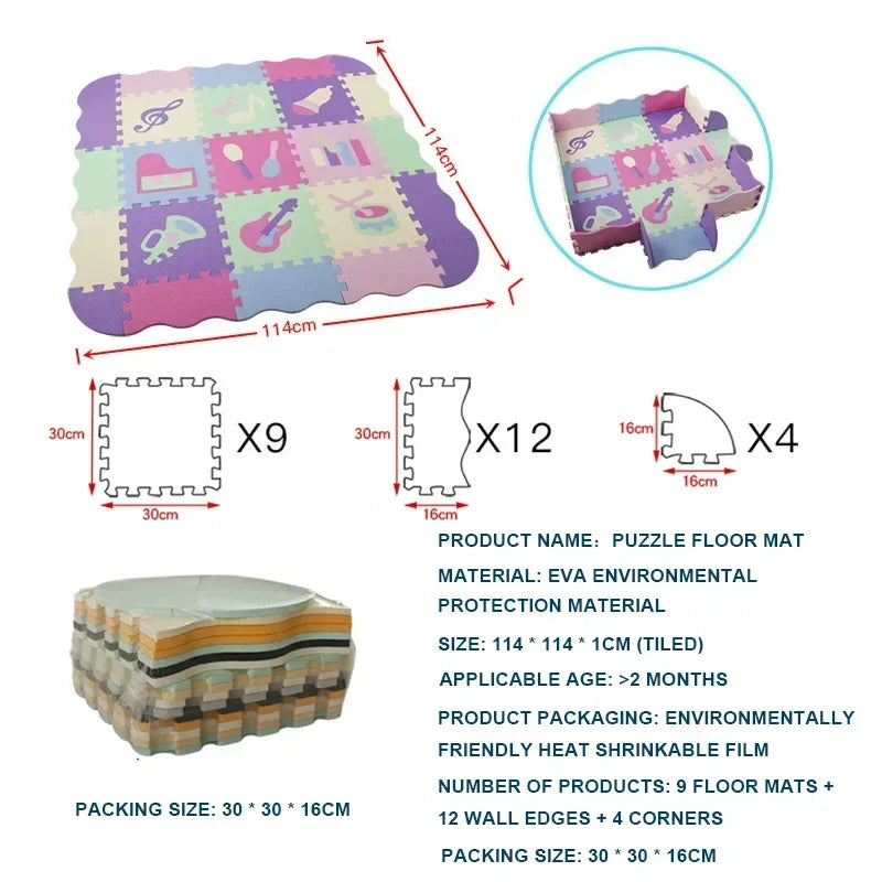 EVA Foam Baby Play Mat with Fence – Thick Puzzle Floor Mat for Kids & Toddlers