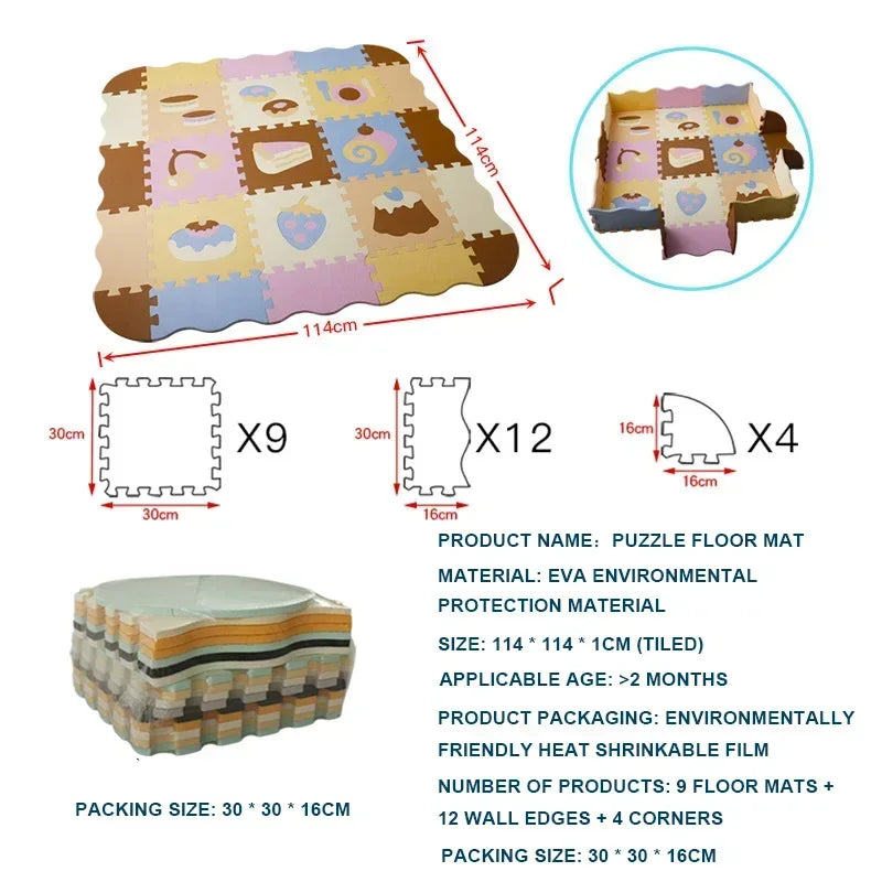 EVA Foam Baby Play Mat with Fence – Thick Puzzle Floor Mat for Kids & Toddlers