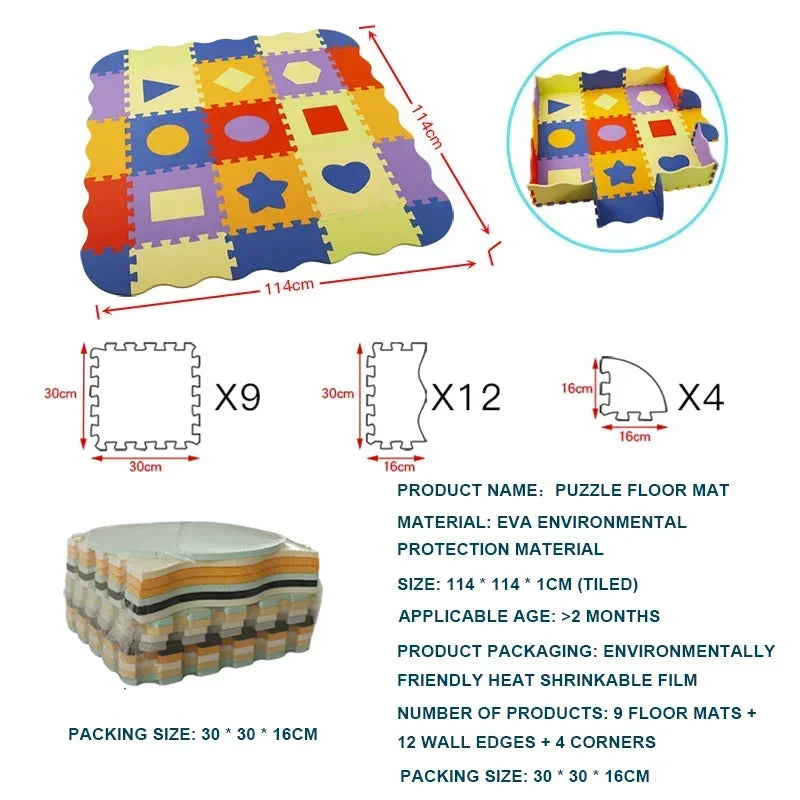 EVA Foam Baby Play Mat with Fence – Thick Puzzle Floor Mat for Kids & Toddlers