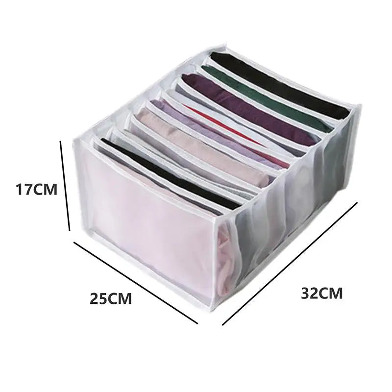 7-Grid Closet Organizer Box – Drawer Storage for Jeans, Socks & Pants