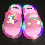 "Kids Unicorn Cartoon Slippers – Cute Light-Up Shoes for Boys & Girls"