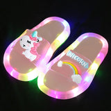 "Kids Unicorn Cartoon Slippers – Cute Light-Up Shoes for Boys & Girls"
