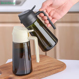 2-in-1 Oil Bottle – Dual-Function Olive Oil Sprayer & Pour Dispenser, Light-Blocking Design.