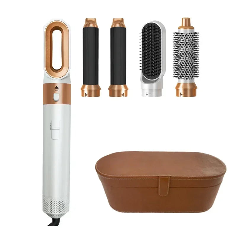 5-in-1 Hair Dryer & Hot Comb Set – Professional Curler, Straightener & Styling Tool