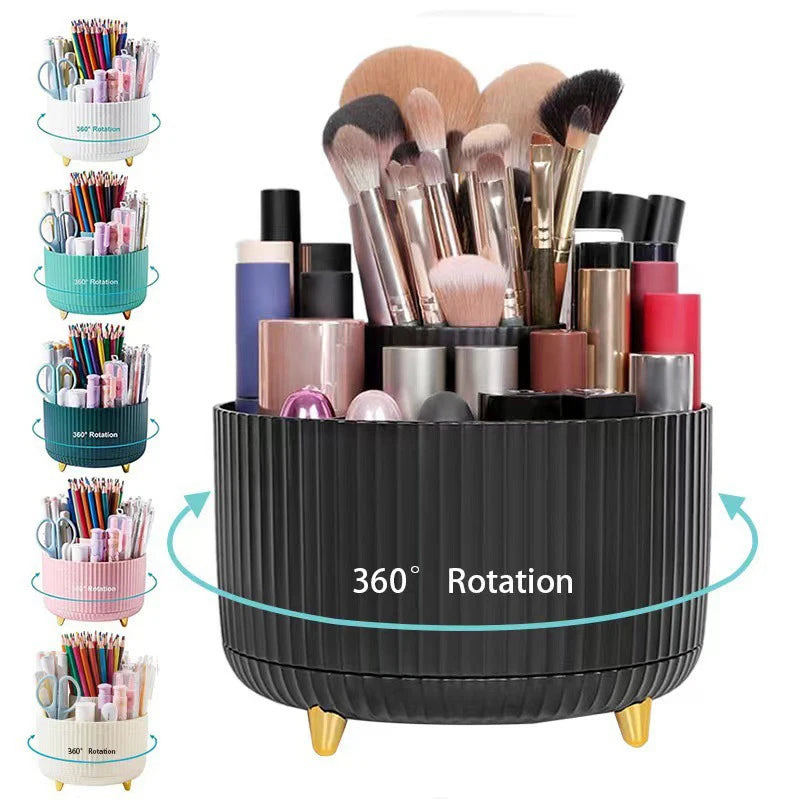 360° Rotating Makeup Organizer – Desktop Holder for Brushes, Lipstick & Jewelry